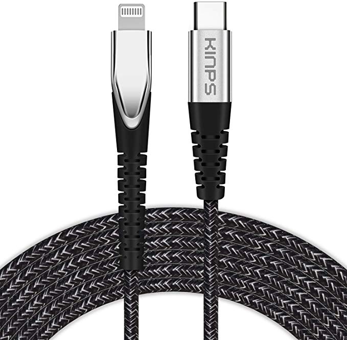KINPS Apple MFI Certified (10ft/3m) USB C to Lightning Fast Charging Cable Compatible with iPhone 11/11Pro/11 Pro Max/X/XS/XR, Supports Power Delivery(for Use with Type C Chargers), Black Mixtures