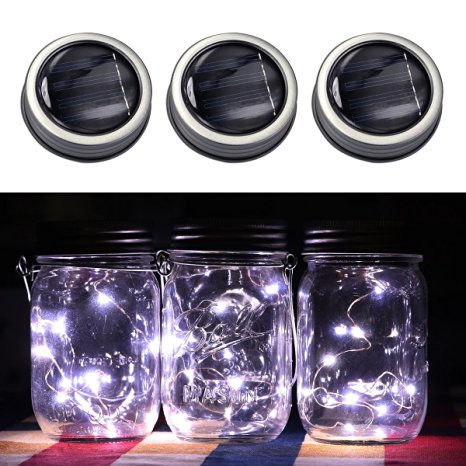 3 Pack Solar Mason Jar Lid - YTE LED Mason Jar Solar Light for Glass Mason Jars and Garden Decor Solar String Lights