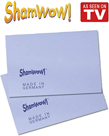 The Original Shamwow Mini - Super Absorbent Multi-Purpose Cleaning Shammy (Chamois) Towel Cloth, Machine Washable, Will Not Scratch, Blue (2 Pack)