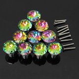 KINGSO 10pcs Colorful Crystal Glass Cupboard Wardrobe Cabinet Drawer Knob Door Pull Handle