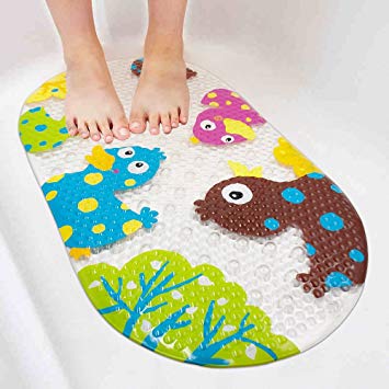 Non-slip Bath Mat BliGli Bright Fancy Cartoon Printed Bath Mats with Suction Cup for Kids Children Mat (Colour Duck)