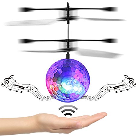Music RC Toy, OCDAY RC Mini Flying Ball, RC infrared Induction Helicopter Ball with LED Shinning Flashing Lighting Built in Disco Music for Kids, Teenagers