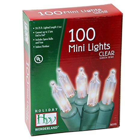 Noma/Inliten Holiday Wonderland 100-Count Clear Christmas Light Set,Green Wire