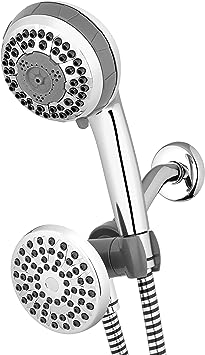 Waterpik Power Spray Dual 2-in-1 Shower System With Rain Shower Head and 8-Mode Hand Held Shower Head, Chrome VIC-133E-NSP-853E