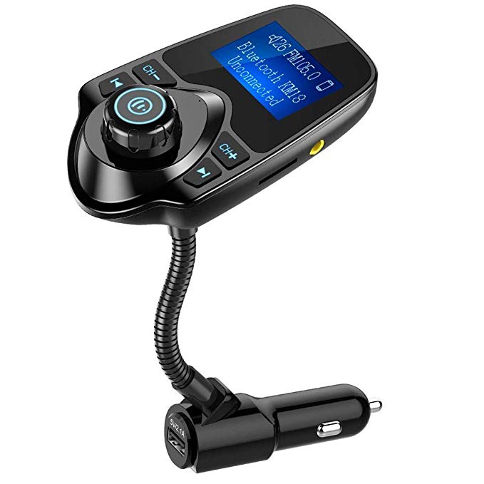 Nulaxy Wireless In-Car Bluetooth FM Transmitter Radio Adapter Car Kit W 144 Inch Display Supports TFSD Card and USB Car Charger for All Smartphones Audio Players