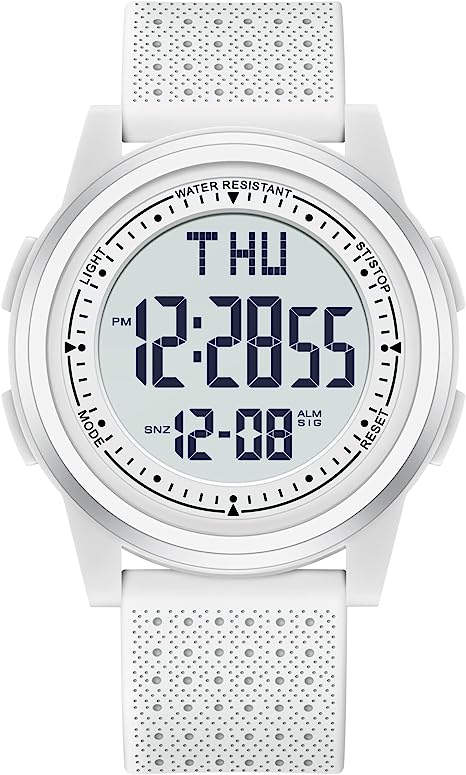 Mens Digital Sports Watch with Stopwatch Alarm Calendar, Waterproof Ultra-Thin Big Face Dual Time Wrist Watches Watch for Men Women