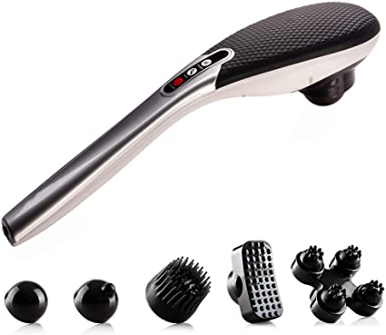 Oliver James Massagers for Neck and Back Massager Handheld, Deep Tissue Massage for Shoulder Leg Calf Hand Foot Rechargeable Electric Percussion Full Body Massage for Pain Relief and Relaxation