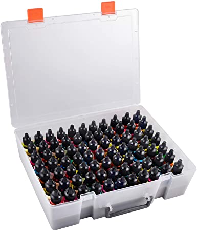 Extra Large Alcohol Ink Storage Organizer Case for 77 Bottles of 0.5 Ounce Alcohol Inks Sets, Paint Container Holder for Stickles Glitter Glue, Glossy Accents or Reinkers (Box Only)