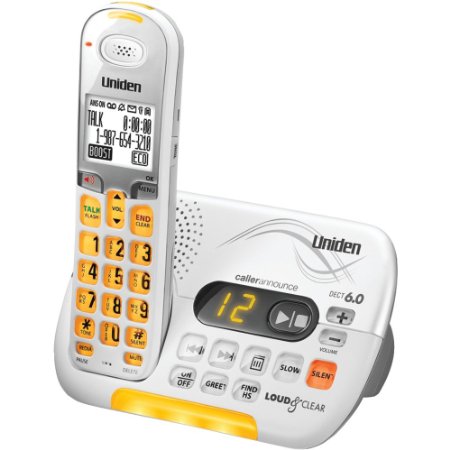 Uniden DECT 60 Cordless Phone with Caller ID Answering System - White D3097