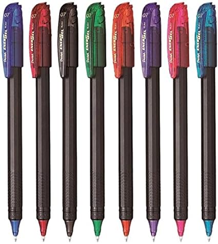 Pentel Energel 0.7Mm Roller Gel Pen | Quick Dry Ink For Smudge-Free Writing | Lightweight Gel Pen For Smooth Writing Experience | Set Of 8 Shades (Bl417), Multi-coloured, Multi