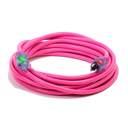Century D17445025 25' 12/3 SJTW Pro Glo Extension Cord, Pink