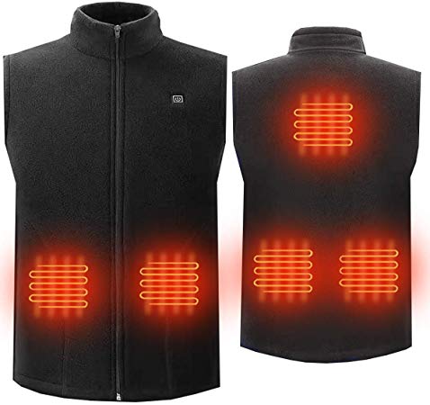 Unilove Soft Fleece Heated Jacket Vest Men's Full-Zip Mountain Lightweight USB Rechagable Heated Vest