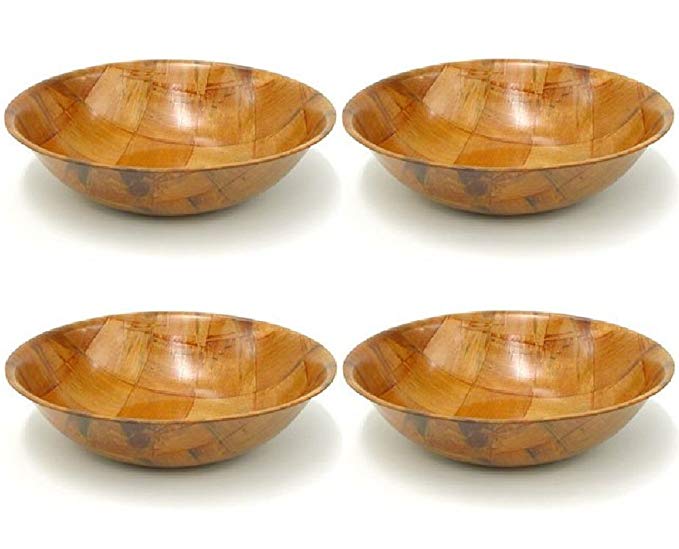 Winco WWB-12 Wooden Woven Salad Bowl, 12-Inch, Set of 4