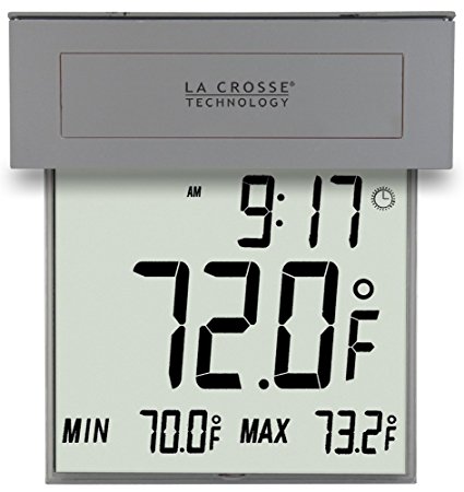 La Crosse Technology 306-605 Solar Window Outdoor Thermometer with Nighttime illumination and MIN/MAX records with Auto-reset