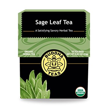 Organic Sage Leaf Tea - Kosher, Caffeine-Free, GMO-Free - 18 Bleach-Free Tea Bags