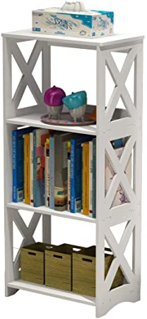 RIIPOO Small Bookshelf for Small Spaces, Small Bookcases and Book Shelves 3 Shelf, Bathroom Shelves Freestanding, Bedside Table, Night Stands White for Kids, Bedroom, Office,Nursery