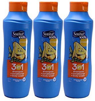 Suave Kids 3 in 1 Shampoo   Conditioner   Body Wash, Pineapple, 22.5 Ounce, (Pack of 3)