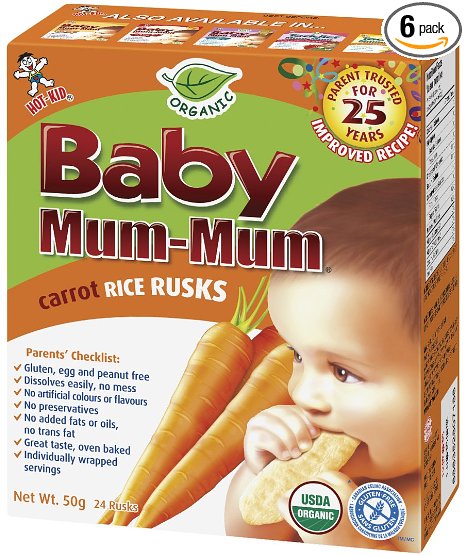 Baby Mum-Mum Rice Rusks, 24   2 Pieces, Organic Carrot (Pack of 6)