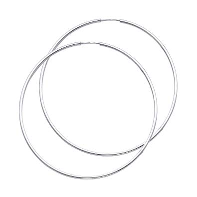 14k White Gold 1.5mm Thickness Endless Hoop Earrings - 8 Different Size Available