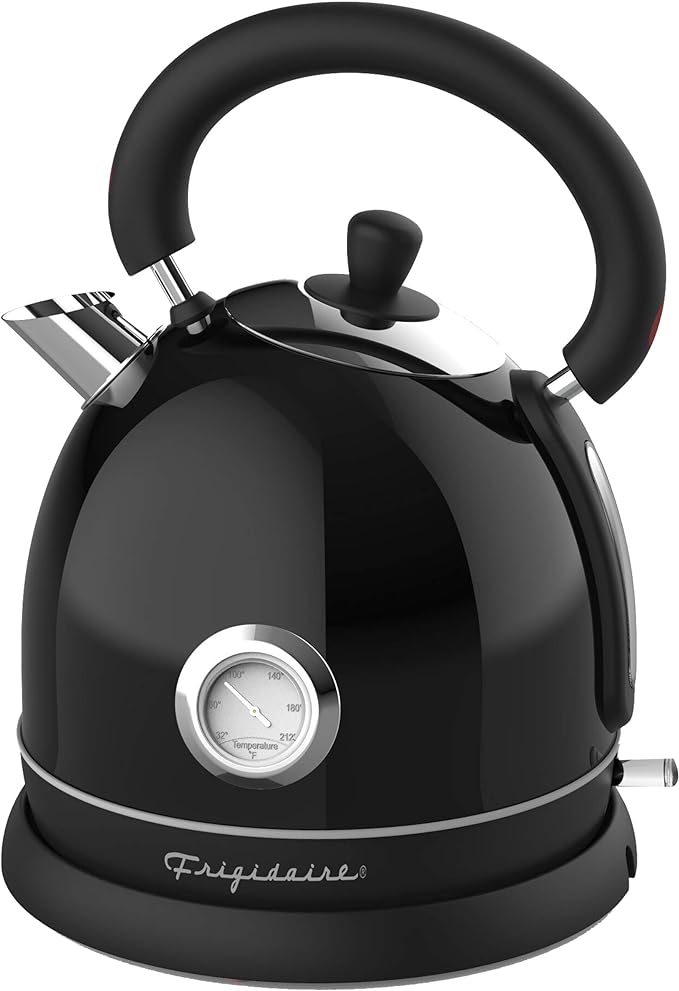 Frigidaire Retro Electric Water Kettle Stainless Steel 1.8l, Fast Boiling, Bpa-free, Black