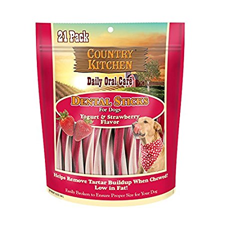 Country Kitchen Yogurt and Strawberry Dental Sticks, 3.25 x 7.25 x 10-Inch