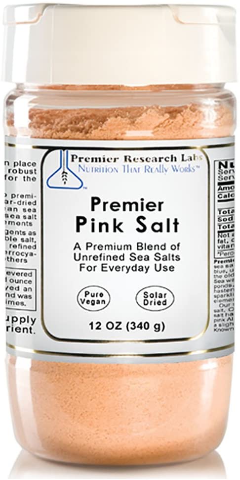 Premier Research Labs Premier Pink Salt, 12 Ounce, A Premium Blend of Unrefined Sea Salts for Everyday Use, Does Not Include Anti-Clumping Agents or Additives