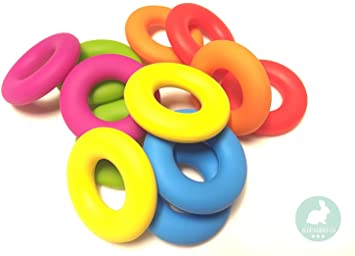 Ring Shaped Silicone Bead for Making Toys, Teethers, Bracelets and Jewelry | DIY Sensory, Nursing & Chew Necklaces (80 RAINBOW, 12 PC)