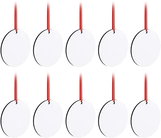 Sublimation Round Ornaments 3", 10Pcs Christmas MDF Sublimation Printing Hanging Decorations for DIY, Creating Christmas Tree Decorated