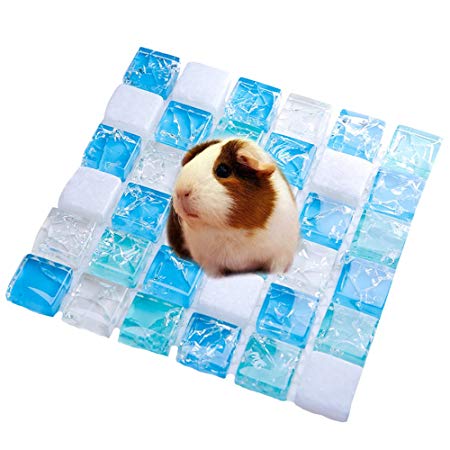 FLAdorepet Guinea Pig Hamster Cooling Stone Mat Pad Summer Small Animal Rabbit Chinchilla Cool Bed House (M(3.8" 3.8"), Blue)