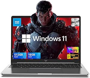 16.0-inch Laptop, 16GB DDR4 512GB SSD, Newest Windows 11 Laptop with Intel 12th Gen Alder Lake N97(Up to 3.6GHz), 1920P FHD Display, Metal Shell, WiFi 6, USB3.2, Type_C, Long Battery Life