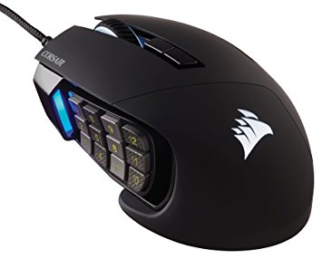 Corsair Gaming SCIMITAR Pro RGB Gaming Mouse, Backlit RGB LED, 16000 DPI, Black Side Panel, Optical