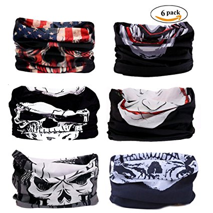 FAYBOX 6pcs Magic Wide Wicking Headbands For Men and Women Outdoor Headwear Bandana Sports Scarf Tube UV Face Mask for Workout Yoga Running