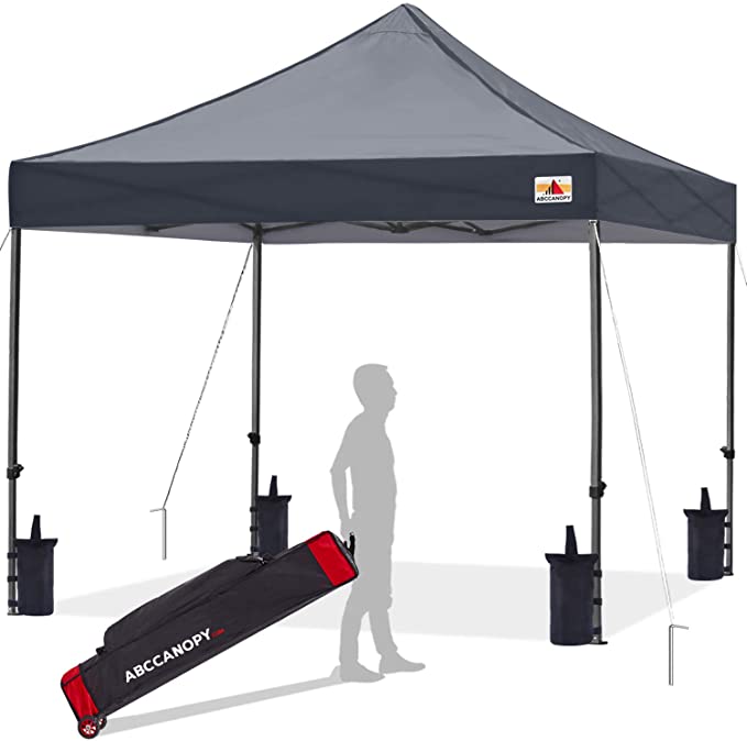 ABCCANOPY Pop up Canopy Tent Commercial Instant Shelter with Wheeled Carry Bag, 10x10 FT Dark Gray