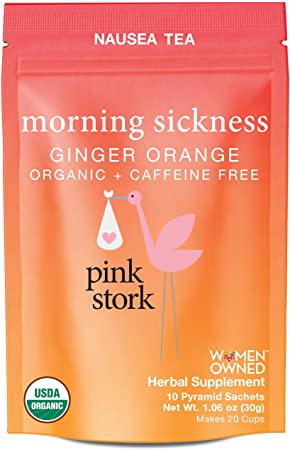 Pink Stork Morning Sickness Relief Tea: Ginger- Orange, USDA Organic, Supports Digestion   Hydration, 20 Cups