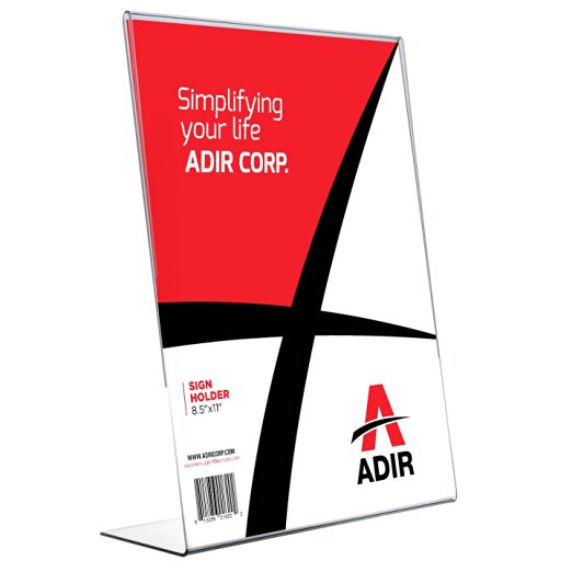 Adir Plexi Acrylic 8.5" X 11" Single Slant Back Design Sign Holder - Clear (639-8511-01)