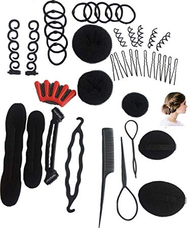 Donut Bun Maker Hair Styling Accessories Kit Set Braid Tool for Making DIY Hair Styles Magic Simple Fast Spiral Hair for Girls Women (set a)