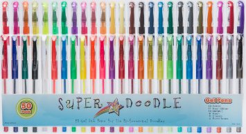 Super Doodle Gel Pens - 50 Pack - Brown Earth Tones, Glitter Colors, Metallic, Neon, and Classic Styles - Premium Colored Pen Set for Crafting, Scrapbooking, Journaling, Writing, and Coloring