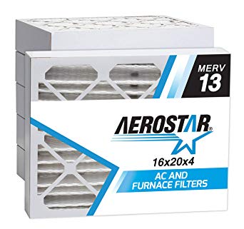 Aerostar 16x20x4 MERV 13 Pleated Air Filter, Made in the USA 15 1/2" x 19 1/2" x 3 3/4", 6-Pack