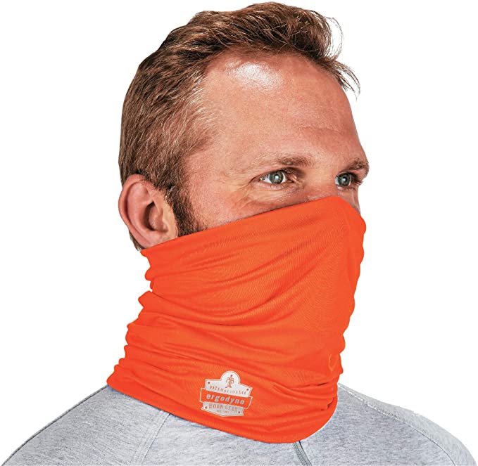 Ergodyne Chill-Its 6487 Cooling Neck Gaiter, Multiple Ways to Wear Headband or Face Mask,Orange