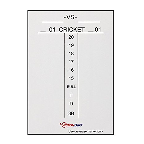 ActionDart Magnetic Dry Erase Scoreboard - Cricket and 01 Dart Games - 14" x 10" | 17" x 11" - White with Black Frame
