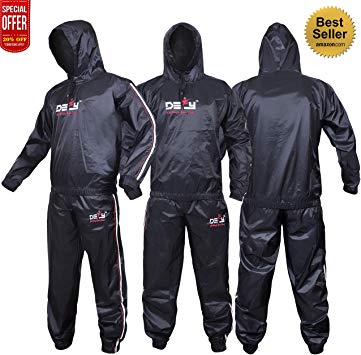 DEFY Heavy Duty Sweat Suit Sauna Exercise Gym Suit Fitness, Weight Loss, Anti-Rip, with Hood