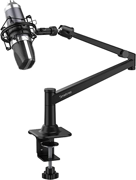 Smatree Microphone Adjustable Stand Desk Compatible for Shure SM7B/ Shure MV7/AT2020 /BM-800, Shure SM7B Mic Stand, 5/8" Adapter Screw,Singing, Podcasts & Recording Stand Desk