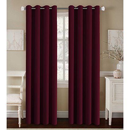 H.Versailtex Premium Blackout Thermal Insulated Room Darkening Curtains for Bedroom/Living Room - Grommet Top (Burgundy Red, 52 by 84 - Inch, Set of 2 Panels)