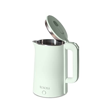 Tesora - Inspired by you Large Premium Electric Kettle 1.8L, Stainless Steel Inner Body, Auto Power Cut, Boil Dry Protection & Cool Touch Double Wall, Portable, 1500 Watts, 1 Year Warranty (Green)