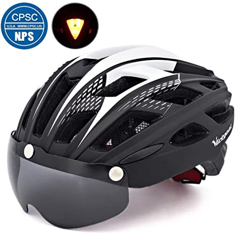 VICTGOAL Bike Helmet Detachable Magnetic Goggles Visor Safety Red Led Back Light Cycling Bicycle Helmets Adjustable Size for Men Women