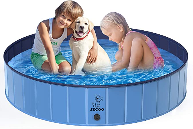 Jecoo Foldable Dog Pool, Portable Dog Pet Bathing Tub Kiddie Pool for Kids Dogs Cats, Leakproof Dog Swimming Pool Indoor and Outdoor