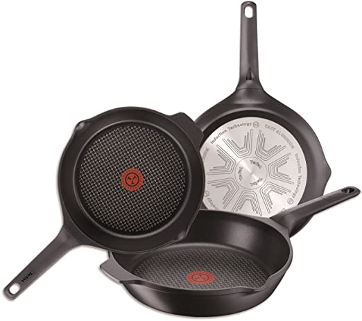 Tefal Set of 3 Frying Pans Aroma 22 – 24 – 26 cm, Forged Aluminium, Black, 26 cm