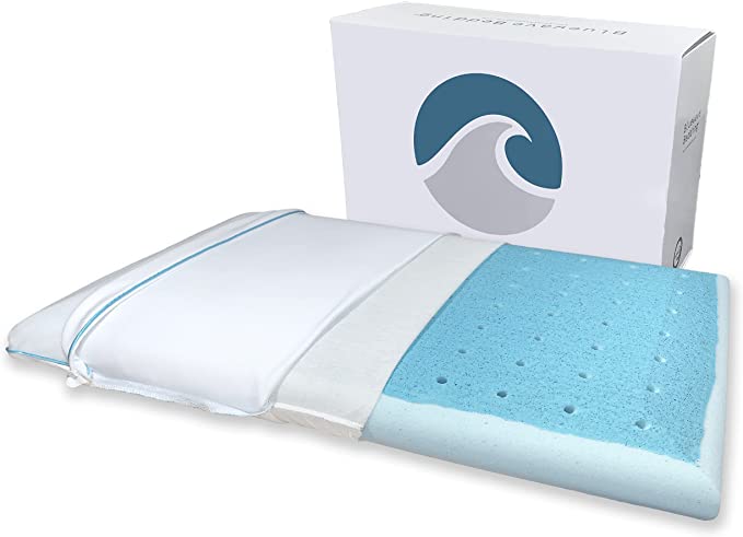 (6.4cm Loft (Plush)) - Bluewave Bedding Ultra Slim Plush Gel-Infused Memory Foam Pillow with Bamboo Cover: 6.4cm Loft, Hypoallergenic Thin and Flat Pillow