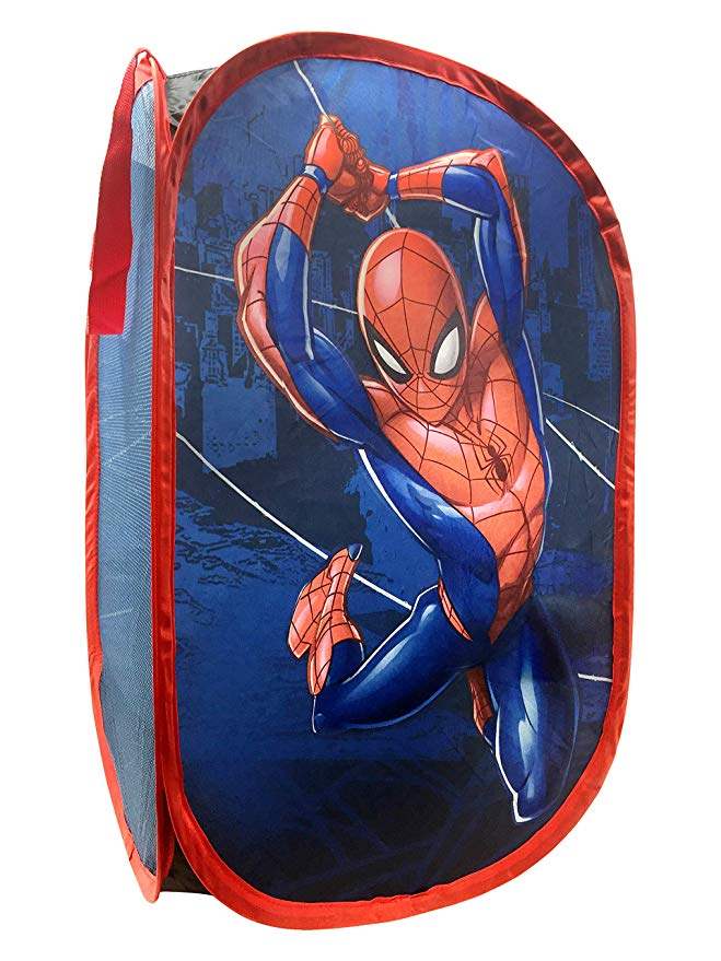 Jay Franco Marvel Spiderman Web Sling Pop Up Hamper - Mesh Laundry Basket/Bag with Durable Handles, 22" x 14" (Official Marvel Product)