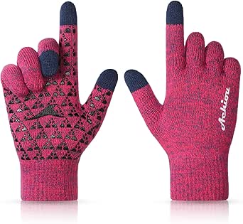 Achiou Winter Gloves for Men Women, Touch Screen Texting Warm Gloves with Thermal Soft Knit Lining,Elastic Cuff